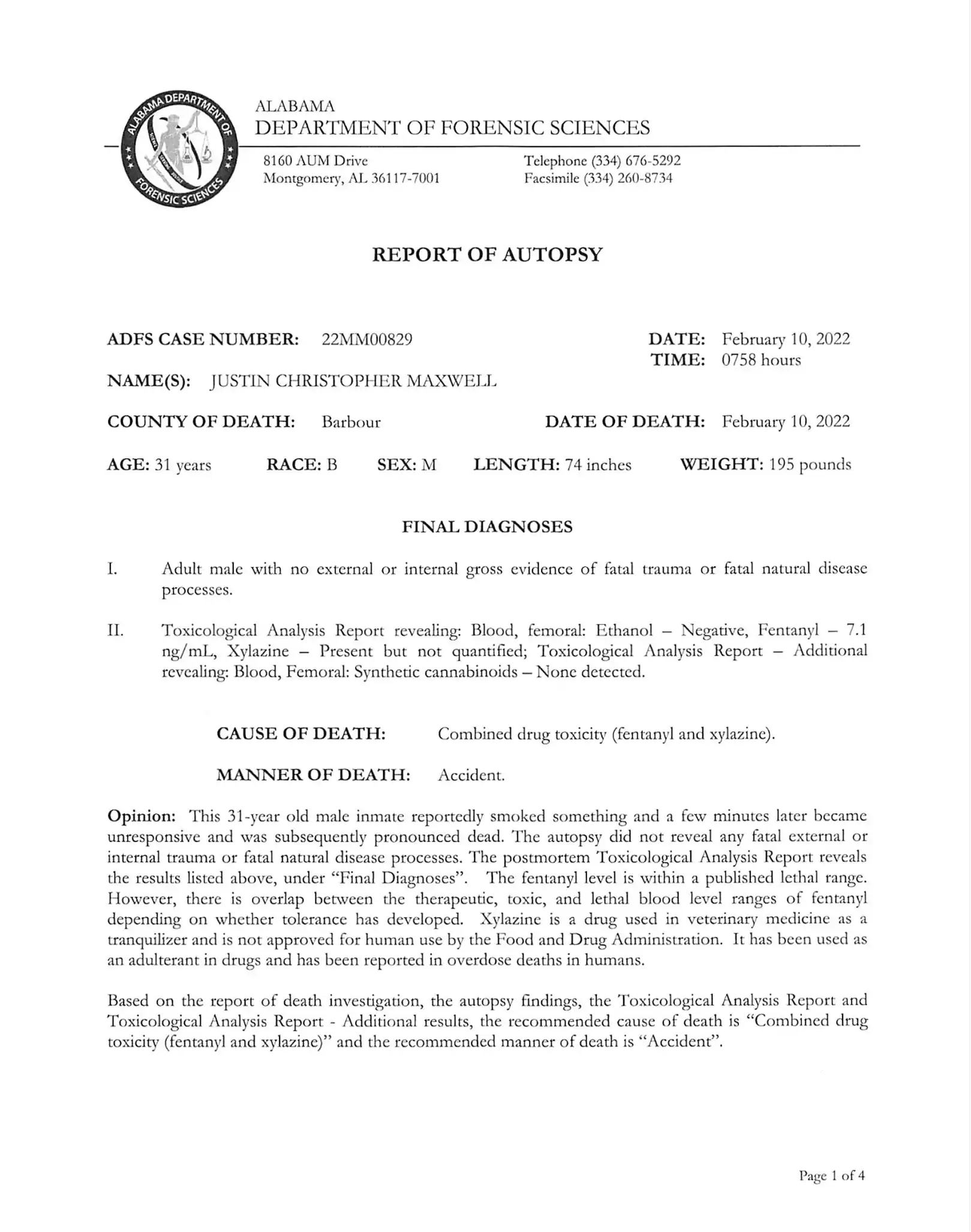 Autopsy report